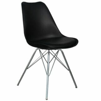Stol Shell Svart/Krom stoppad sits
